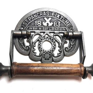 Cast Iron Toilet Roll Stpancras Fixture Traditional Toilet Roll Holder Cast Iron Wooden Roller Victorian Railway Station Vintage Design Wall Mounted Loo Roll Holder Railways Midland Hotel Natural Finish 190mm #6348