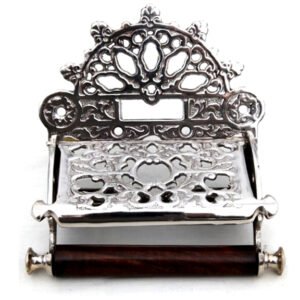 Cast Iron Toilet Paper Holder – Victorian Style Wall Mounted - Toilet Loo Roll Holder - Novelty Natural Finish 210mm #1381