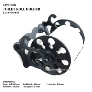 Cast Iron Retro Collections Wheel Design Sentry Paper Company Patent Toilet Paper Holder - Wall Mounted -Toilet Paper Holder for Bathroom Black Finish 160mm #658