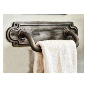 Cast Iron Towel Roll Holder - Wall Mounted - Towel  Holder for Bathroom Natural Finish 400mm #6325