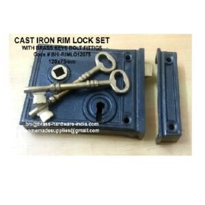 Cast Iron Rim Lock With Brass Fitting (Brass / Beehive Knob Optional ) - 120mm #2670