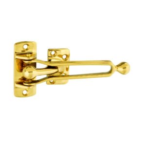 Door Lock for Front Door, Swing Bar Door Lock Polish Brass & Chrome Finish Anti-Theft Door Guard Latch for Front and Inside Door Reinforcement Door Stopper for Hotel Home Safety 115mm #7021