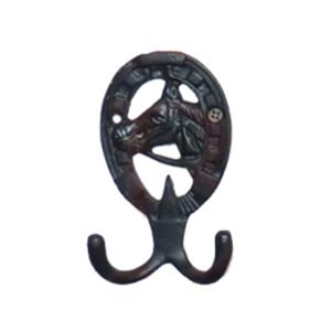 Cast Iron Coat Hook Double Equisterian 65mm #1687