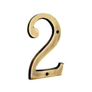 Brass "NO.2" Door House Numbers and Street Address Plaques Numbers for Residence and Mailbox Signs Polish Brass Finish 75mm #933