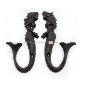 Cast Iron Animal Coat Hook"Mermaid" Style #6263 Matt Black Finish