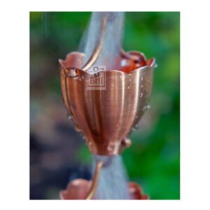 Copper Rain Chain fluted cups unfinished pure copper 8.5 Foot #7662