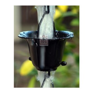 Copper Rain Chain Black Flower Cup No.of cups 22 - 8.5 Foot #7663