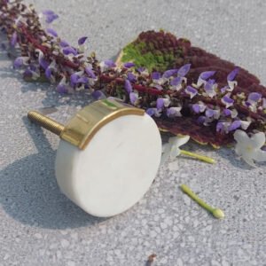 CABINET KNOB BRASS MARBLE 37mm #6485 (Set of 6 Pcs)