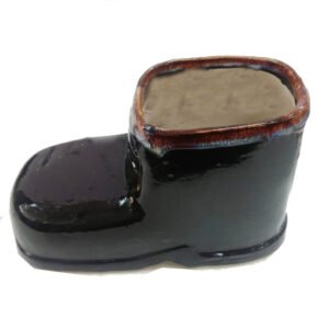 Original boot-shaped ashtray, brown ceramic pottery, Japan 230mm #9386