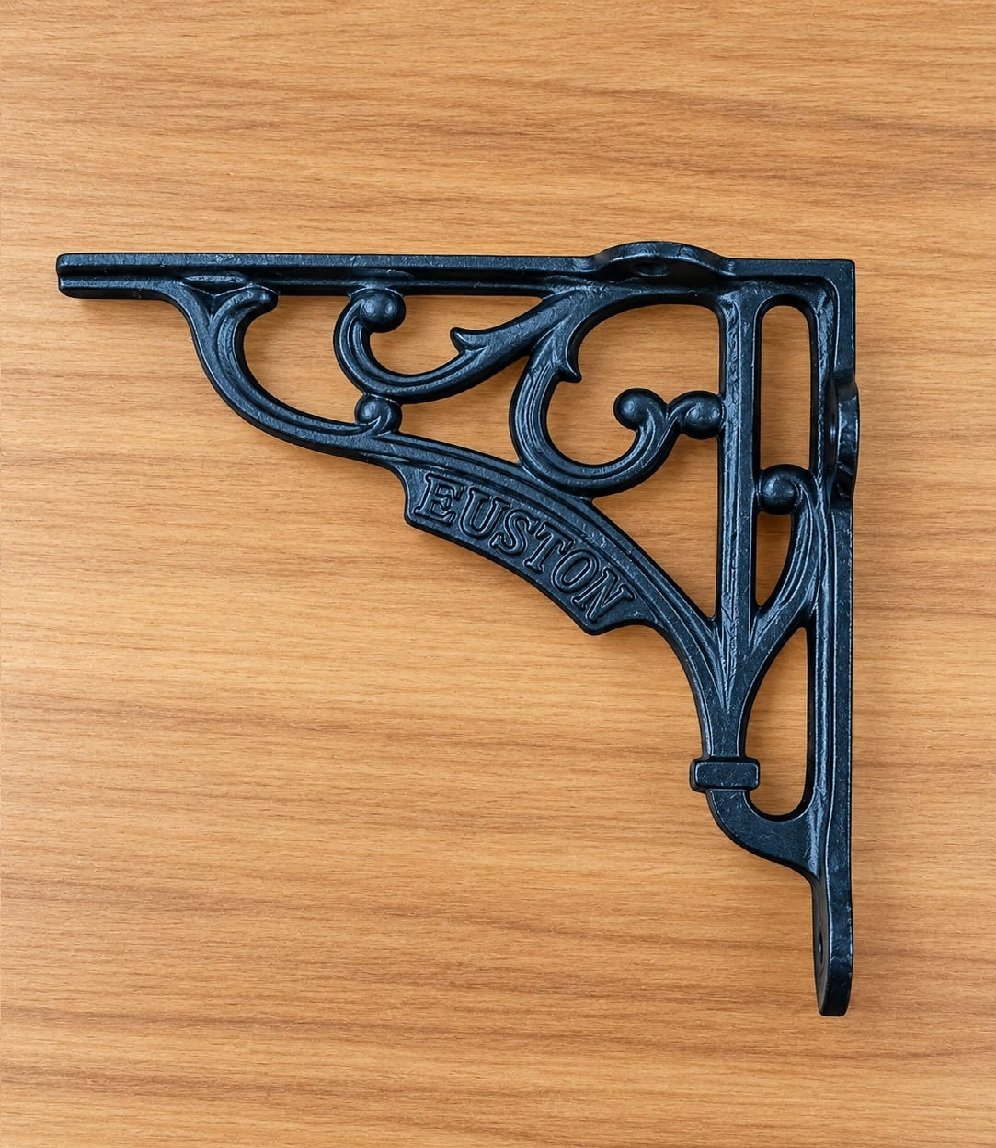 Decorative Black Powder Coated Cast Iron Shelf Bracket 150mm #2850