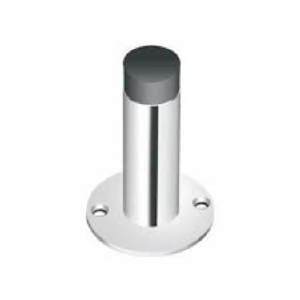 Aluminum Rubber Tipped Doorstop Cylinder with Rose - Wall Mounted - 70mm - Satin Anodized Protective Door Buffer - Wall Protection Bumper - Internal Door Accessories 70mm #644