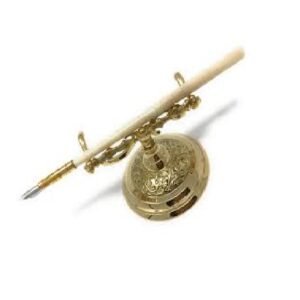 Solid Brass Pen Holder –lapicero," Porta-canetas, porta-lapis ,"Maqlama ," Stiftehalter," Pen Rest,"  Vintage Elegance & Desk Organization 125mm #7777