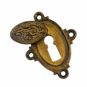 Antique Oval Beehive Design Door Lock Keyhole Escutcheon Various Finishes Brass Victorian Standard Profile Keyhole Closed Covered Lock Swing Cover Plate Escutcheon Brass Antique Finish 62mm #8504