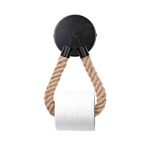 Rope Toilet Roll Holder, Nautical Industrial Style Bathroom Accessory,Toilet Roll Holder Wall Mounted,Novelty Toilet Roll Holder Holder Jute Rope Paper Holder Rope Towel Paper Hanger Self-adhesive Rope Paper Holder Novelty Toilet Roll Holder for Country Style Bathroom Accessories # 5014