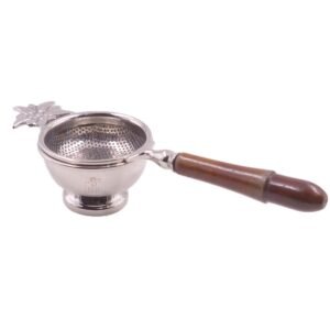 Brass Tea Strainer with Drop-Dip Bowl Cup 190mm #3794 Ornate design Flower Style