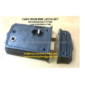 Cast Iron Rim Latch Only With Brass Fitting (Brass / Beehive Knob Optional ) - 175mm #2668