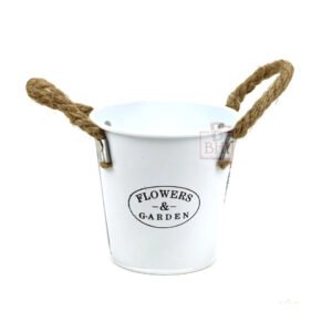 WHITE WASH FLOWER VINTAGE BUCKET HOME & GARDEN DECORATIVE IRON PAIL HANDMADE DESIGN FLOWER BUCKET 100mm #9479 