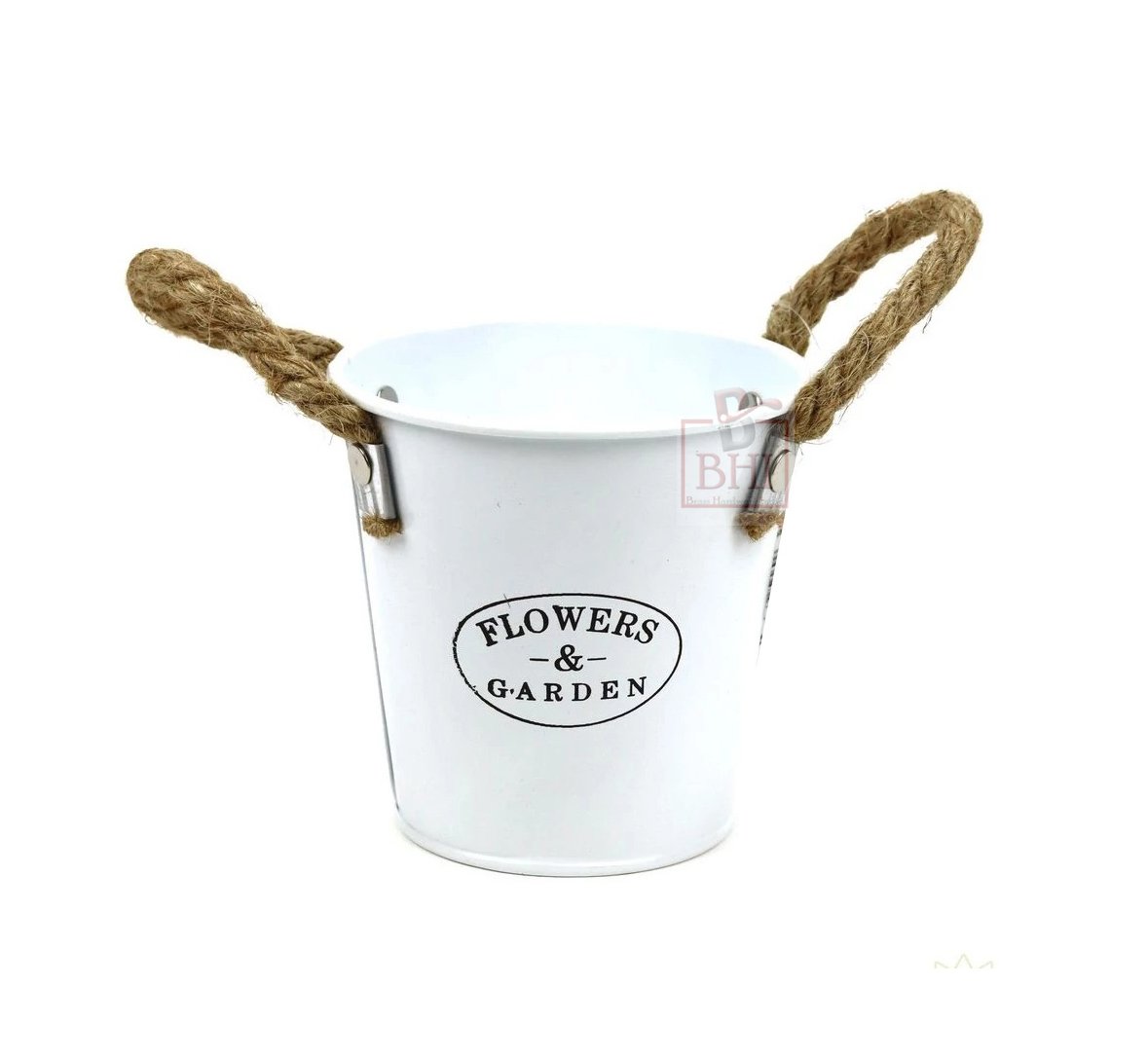 WHITE WASH FLOWER VINTAGE BUCKET HOME & GARDEN DECORATIVE IRON PAIL HANDMADE DESIGN FLOWER BUCKET 100mm #9479